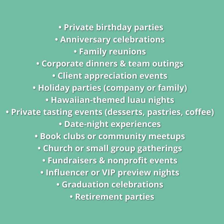 Host a wide range of private events!